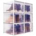 Storage Shoe Box, Foldable Clear Sneaker Display Box, Stackable Storage Bins Shoe Container Organizer, 6 Pack - White,X-Large