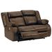 Power Recliner Loveseat with Faux Leather and Zero Draw USB Port, Brown