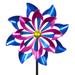 Exhart Double Metal Pinwheel Garden Kinetic Spinner Stake in Blue and Purple, 18 by 69.5 Inches Tall