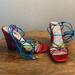 Jessica Simpson Shoes | Jessica Simpson Multi-Colored Strapped Block Heels | Color: Green/Purple/Red/Yellow | Size: 7