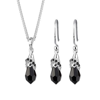 Elli Zestaw biżuterii Kristalle 925 Sterling Silber Czarny Damen