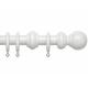 Q & H Large Wooden Curtain Pole Rail Rod Kit - Versatile Wood Curtain Tracks with Rings, Finials, Brackets, & Fixing Included - Ideal 28mm Poles for Windows Doors Décor (300cm, White)