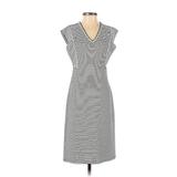 Derek Lam Collective Casual Dress - Sheath V-Neck Short Sleeve: White Stripes Dresses - Women's Size 38