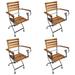 vidaXL Patio Folding Chairs 4 Pcs Bistro Chair Steel and Solid Wood Acacia