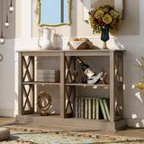Console Table With 3-Tier Open Storage Spaces And "x" Legs, Narrow Sofa Entry Table For Living Room, Entryway And Hallway