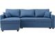 Canapé d'angle réversible convertible grand couchage + coffre - Tissu Bleu- L 228 x P 148 x H 86 cm