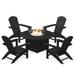 POLYWOOD Nautical 5-Piece Adirondack Chair Conversation Set with Fire Pit Table