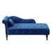 Velvet Chaise Lounge Buttons Tufted Nailhead Trimmed Solid Wood Legs