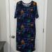 Lularoe Dresses | Nwt 3xl Llr Julia Dress | Orange, Teal, Blue, Black Geo Design W Grey Background | Color: Gray/Orange | Size: Xxxl