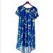 Lularoe Dresses | Lularoe Women’s Carly Short Sleeved Floral Dress | Color: Blue/Yellow | Size: Xs