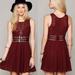 Free People Dresses | Free People Burgundy Lace Mini Skater Dress | Color: Purple/Red | Size: 2