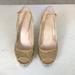 Nine West Shoes | Gold Sling Back Sandals 4 1/2 Inch Heels | Color: Gold | Size: 8.5