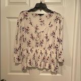American Eagle Outfitters Tops | American Eagle Boho Bell Sleeve Peasant Blouse. Like New. Size Xxl | Color: Purple/White | Size: Xxl