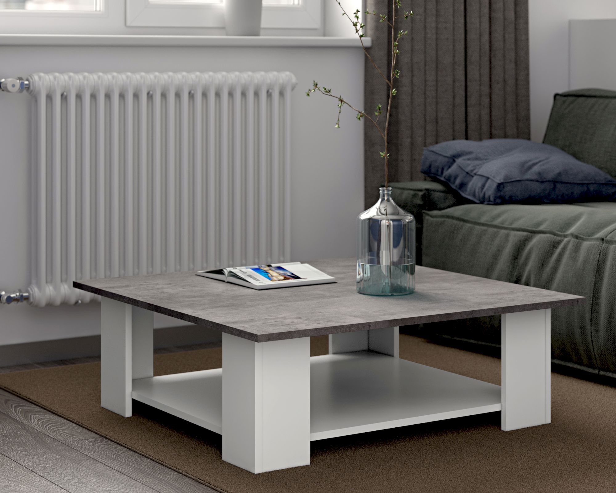 TemaHome »Square« Kaffeetisch Weiß mit Concrete 67x31x67 cm