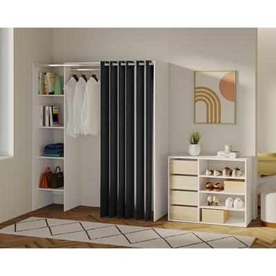 TemaHome »Tom 1« Kleiderschrank mit Vorhang Weiß Dunkelgrau 123/160x182x50 cm