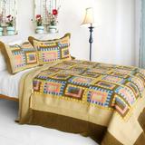 Dream High 3PC Cotton Contained Vermicelli-Quilted Patchwork Quilt Set (Full/Queen Size)