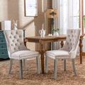 Rosdorf Park 2 Pcs Beige High-End Tufted Solid Wood Contemporary Velvet Dining Chair w/ Wood Legs Nailhead Trim Wood/Upholstered/Velvet | Wayfair