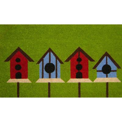 Beach Bird Houses Coir Mat With Vinyl Backing Floor Coverings by Nature Mats by Geo in Multi