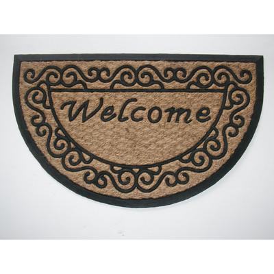 Welcome Scroll Hr Flat Weave Coir Mat With Rubber Backing Floor Coverings by Nature Mats by Geo in Multi