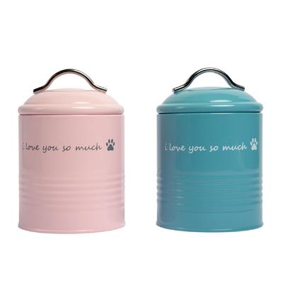 I Love You So Much Dog Treat Canister Gift Set by JoJo Modern Pets in Pink Blue