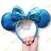 Disney Accessories | Disney Parks Sequin Crystals Ears Headband | Color: Blue | Size: Os