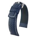 HIRSCH Carbon 22mm Long Blue Leather Watch Strap 02592080-2-22