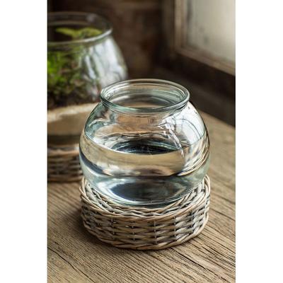 2pcs Set Glass and Wicker Terrarium