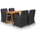 vidaXL 5 Piece Patio Dining Set Black - 55.1" x 27.6" x 28.9"