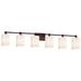 Fusion Tetra 6-Light LED Square Bath Bar - Flat Rim Shade - Ribbon - Bronze