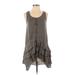 H&M Casual Dress Scoop Neck Sleeveless: Gray Print Dresses - Women's Size 4