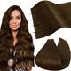 Ugeat Hair Extensions Tape in Human Hair Dark Brown Hair Extensions Glue in Extensions Hair Tape in Chocolate Brown #4 18Inch