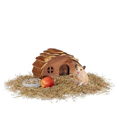 Hamsterhaus aus Holz, mit Boden, Nagerhaus Goldhamster, Maus, Zubehör Hamsterkäfig, hbt 17 x 25 x
