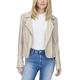 ONLY Damen Biker Kunstleder Jacke | Langarm Shacket Übergangs Blazer | PU Coated Shirt ONLGEMMA, Farben:Beige, Größe:36