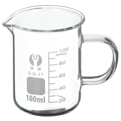 100ml Glass Beaker with Handle, 3.3 Borosilicate Graduated Lab Measuring Cups - Clear