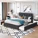 Nestfair Queen Size Upholstered Platform Bed with 2 Drawers and Twin XL Trundle