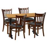 4-person Dining Set - Cherry Top W/Chair Wood/Upholstered in Brown Restaurant Furniture by Barn Furniture | 28 H x 30 W x 48 D in | Wayfair