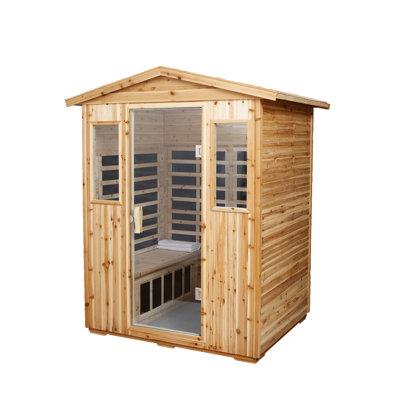 Gracie Oaks Lomant 4 - Person Far Infrared Sauna In Solid Wood in Brown, Size 82.7 H x 48.4 W x 59.1 D in | Wayfair