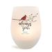 The Holiday Aisle® Always w/ You Bird On A Tree Branch Memorial Frosted Stemless Wine Votive Candle Holder w/ Custom Name | Wayfair