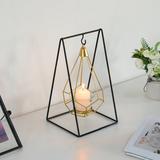 Everly Quinn Geometric Framed Swinging Votive Candle Holder Decorative Modern Hanging Lantern Tabletop Centerpiece in Yellow | Wayfair