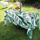3E Home Outdoor Table Cloth with Parasol Hole Waterproof Garden Patio Rectangle Tablecloth, Table Cover with Zipper for Outdoor Picnics and Parties [60x102 Inches(152x259cm) Palm Leaf]