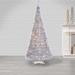 The Holiday Aisle® 7.5-Foot High Pop Up Pre-Lit Silver Tinsel Tree w/ 250 Warm Lights in White | 36 W x 36 D in | Wayfair