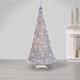 The Holiday Aisle® 7.5-Foot High Pop Up Pre-Lit Silver Tinsel Tree w/ 250 Warm Lights in White | 36 W x 36 D in | Wayfair