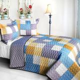 Romantic Macaron 3PC Vermicelli - Quilted Patchwork Quilt Set (Queen Size)