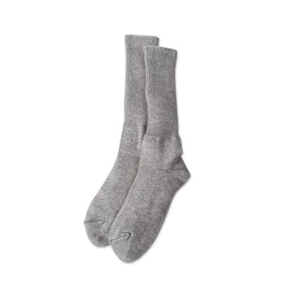 Light Grey Comfort,'Light Grey Baby Alpaca Blend Socks with Copper Fiber'