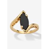 Women's 18k Yellow Gold-Plated Natural Black Onyx Marquise Shaped Bypass Ring by PalmBeach Jewelry in Gold (Size 8)