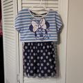 Disney Dresses | Disney Minnie Mouse Navy Tulle Polka-Dot Dress, Size Xs | Color: Blue/White | Size: Xsg