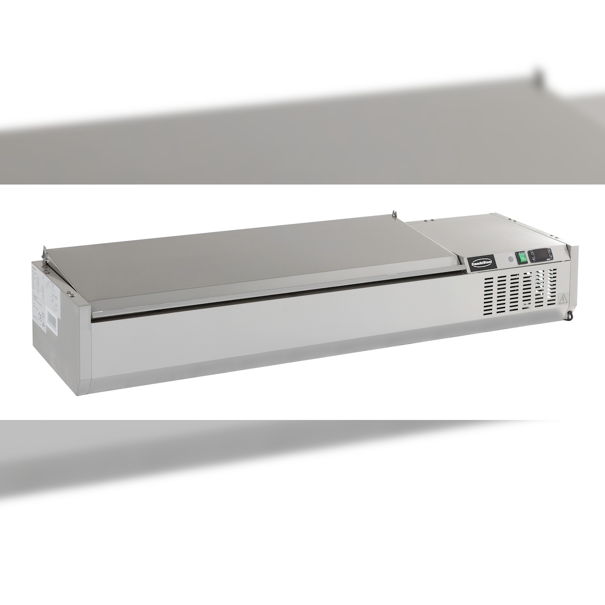 Aufsatzvitrine Albon | Edelstahl Deckelementl | 1/4 GNx6 | HxBxT 22,5x150x33,5cm | + CHEFGASTRO Geschirrtuch Image