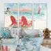 Design Art Coastal Chair Relax Beach II - Nautical & Coastal Framed Canvas Wall Art Set Of 3 Canvas, Wood in White | 20 H x 36 W x 1 D in | Wayfair