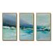 Design Art Indigo Abstract Watercolor Blue - Nautical & Coastal Framed Canvas Wall Art Set Of 3 Canvas, Wood in White | 20 H x 36 W x 1 D in | Wayfair