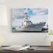 East Urban Home 'Sailors Man the Rails Aboard the Guided-Missile Destroyer USS Momsen' Photographic Print on Canvas in Blue/White | Wayfair